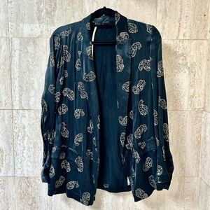Zara Printed Satin Blazer (Small) - Black/Gold